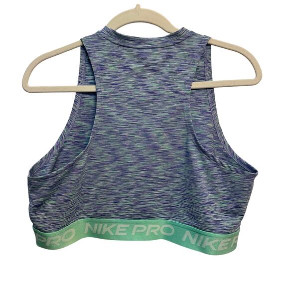 Nike Pro Tank Top Womens XL Purple and Mint Stretch Cropped Yoga Activewear Vest - Picture 2 of 8
